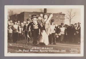 St. Paul MINNESOTA RPPC 1940 WINTER SPORTS CARNIVAL Parade MASCOTS Jiggs Maggie