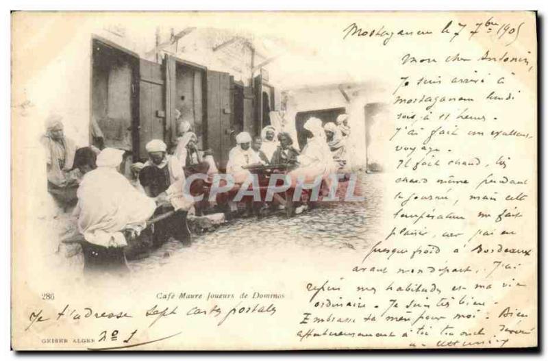 VINTAGE POSTCARD Algerie Coffee Maure Joueurs de Dominos 