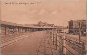 Postcard Railroad Station Northampton MA 1916