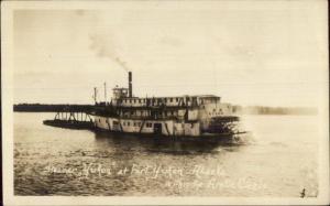 Steamer Ship Yukon at Fort Yukon AK c1920s-30s Real Photo Postcard