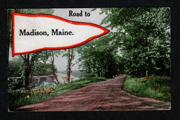 ME Road to MADISON MAINE Postcard East New Portland PC Carte Postale Vintage