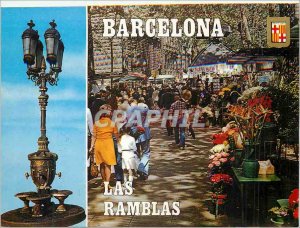 Postcard Modern Barcelona Ramblas Various Aspects