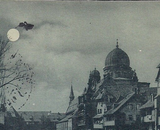 JUDAICA Germany, Nuernberg, Grand Synagogue 1898 Gruss Aus, Moonlight Night View