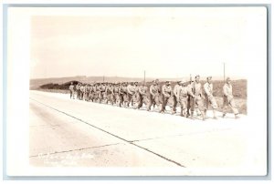 c1941 US Army Military Soldiers Hike Formation Camp Cooke CA RPPC Photo Postcard