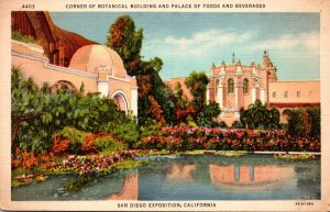 California San Diego Exposition Corner Of Botanical Building and Palace Of Fo...