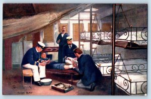 Postcard Sick Navy Men Gets Treated from Ship c1910 Oilette Tuck Art