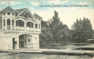 Postcard Wisconsin Oconomowoc Boat House Danforth Lodge Thompson's 23-10304