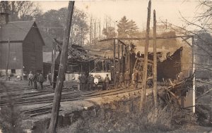 J50/ Springfield Vermont RPPC Postcard c1910 Trolley Railroad Barn Fire 141