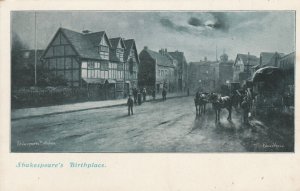 STRATFORD-UPON-AVON, SHAKESPEARE'S BIRTHPLACE - Vintage POSTCARD (Blue Tint)