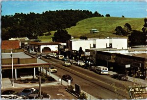 Birdeye View Cambria California Downtown Old Cars Street Scene Postcard