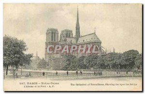 Old Postcard Paris Notre Dame the apse and the Bridge