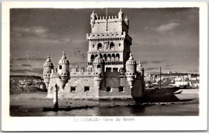 Lisboa - Torre De Belem Portugal Real Photo RPPC Postcard