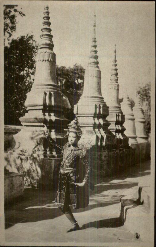 Cambodia - Phnom Penh? Native Dancers Dancing c1920 Real Photo Postcard #5