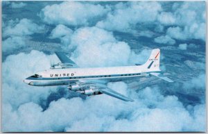 Airplane United Airlines Douglas DC-7 Coach Mainliner N6352 MSN45485 Postcard