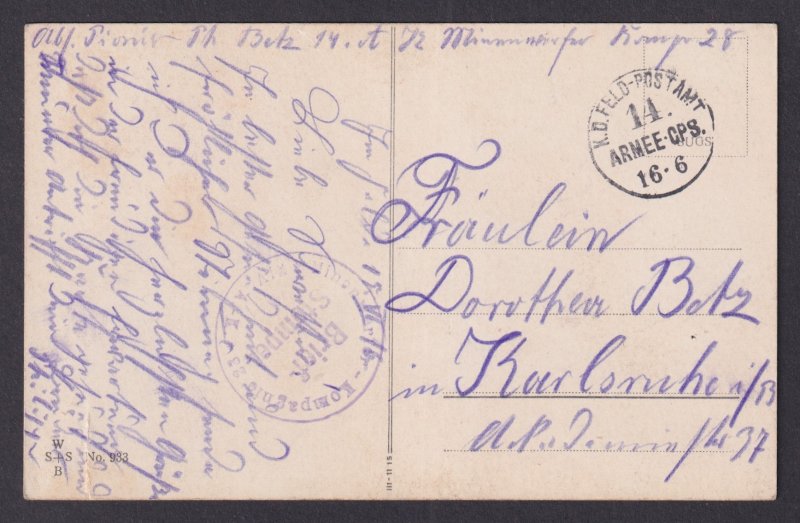 Vinatge postcard GERMANY WWI Patriotic Child Feldpost