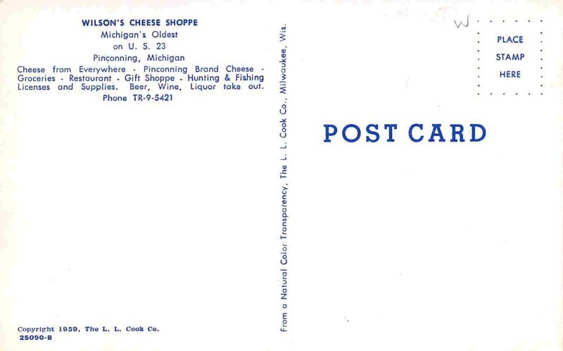 Wilson's Cheese Shoppe Restaurant Cars Pinconning Michigan postcard