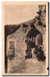 Postcard Old Breil A M ancient road of Italy door feudal Donkey Mule