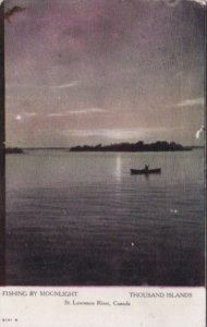 Canada Thousand Islands Fishing By Moonlight On St Lawrence River