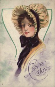 Easter Series No. 94 Beautiful Woman in Bonnet Vintage Postcard