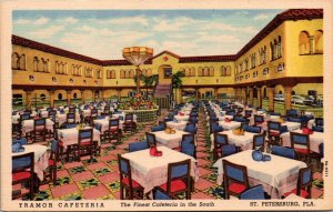 Linen Postcard Interior of Tremor Cafeteria in St. Petersburg, Florida