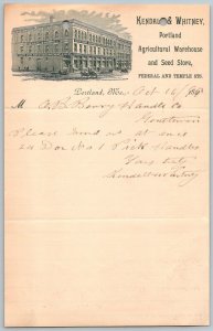 1895  Portland  Maine  Kendall & Whitney Agricultural    Receipt  9 x 5