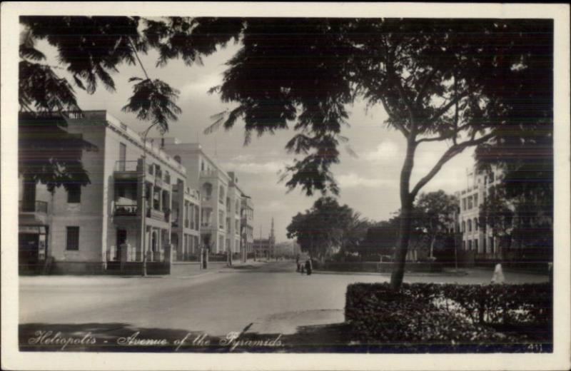 Heliopolis Egypt Avenue of the Pyramids c1920 Real Photo Postcard