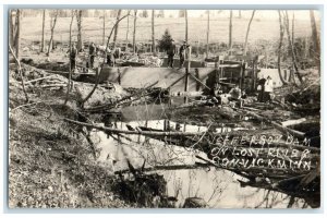 c1910's Jefferson Dam Construction On Lost River Gonvick MN RPPC Photo Postcard