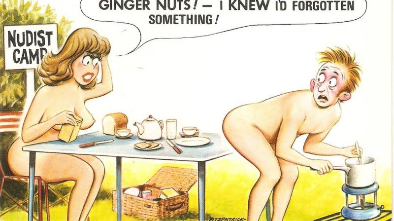 Nudist Camp. Ginger Nuts!" Bamforth saucy comic PC No. 144 ...