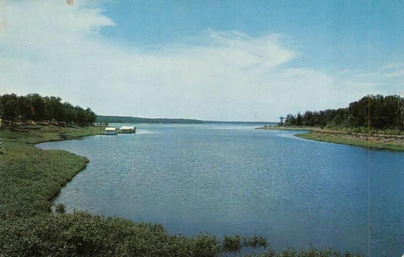 LANGLEY, OK Oklahoma  GRAND LAKE from MONKEY ISLAND  Boathouses  Chrome Postcard