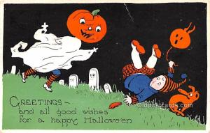 Gibson Art Co. Halloween 1922 light corner wear, light postal marking on front