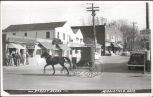 Middlefield OH Street Scene c1950s Real Photo Postcard