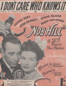 I Dont Care Who Knows It Nob Hill 1940s Sheet Music
