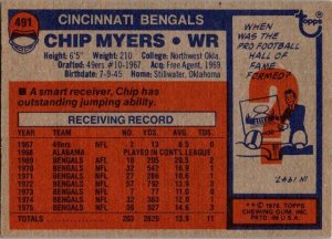 1976 Topps Football Card Chip Meyers Cincinnati Bengals sk4265