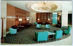 ROCKFORD, Illinois IL   Roadside  LOBBY LOUNGE at HOTEL FAUST  ca 1950s Postcard