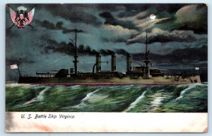 USS Virginia Battleship Navy Ship Postcard