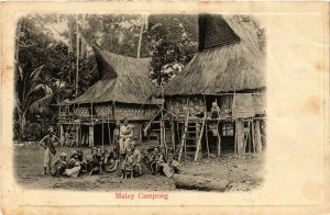 PC CPA SINGAPORE, MALAY CAMPONG VINTAGE POSTCARD (b4207)