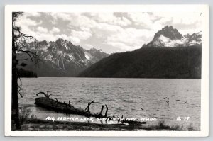 Idaho RPPC Big Redfish Lake Sawtooth Mts ID Real Photo Postcard V21