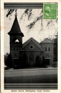 Postcard NC Richmond County Rockingham Baptist Church 1948 H24