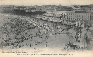 BIARRITZ Grande Plage et Casino Municipal, France ca 1910s Vintage Postcard