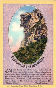 Old Man Rock Formation Franconia Notch White Mountains New Hampshire Postcard 