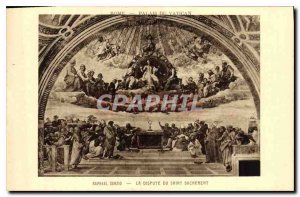 Old Postcard Rome Vatican Palace Sanzio Raphael Disputation of the Holy Sacra...