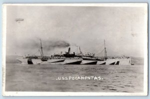 USS Pocahontas Postcard RPPC Photo US Navy Dazzle c1910's Unposted Antique