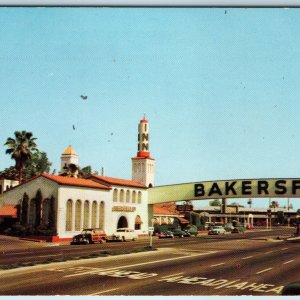 c1950s Bakersfield, CA Entrance Sign Inn Hwy 99 United News Plastichrome PC A216