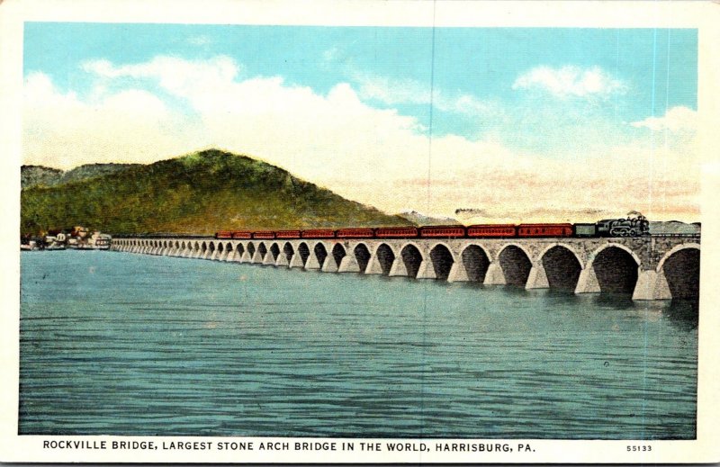 Pennsylvania Harrisburg The Rockville Bridge Longest Stone Arch Bridge In The...