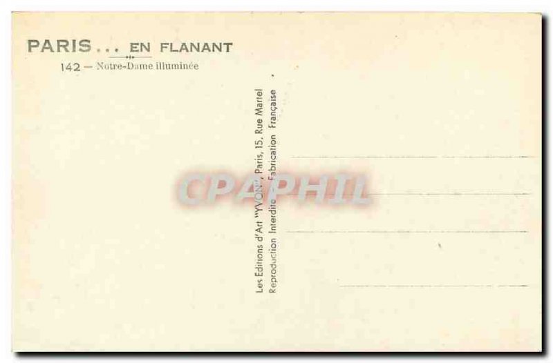 Old Postcard Paris while strolling Notre Dame ILLUMINATED