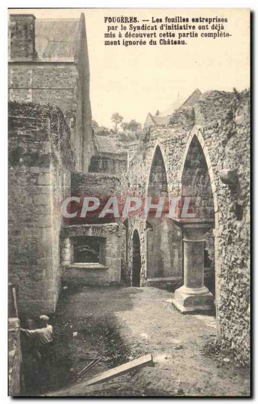 Old Postcard Fougeres Excavations by the Union of initiative