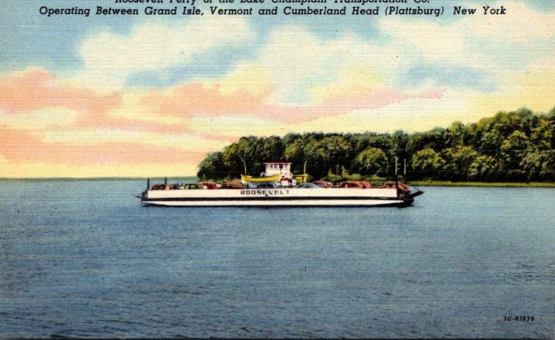 New York Roosevelt Ferry Of The Lake Champlain Transportation Company Curteich