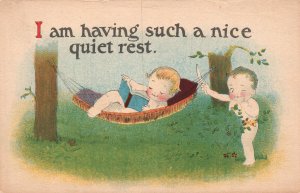 Vintage Postcard 1910's I Am Having Such A Nice Quiet Rest