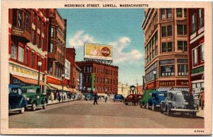 Postcard MA Lowell - Merrimack Street - Coke