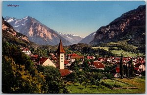 Meiringen Switzerland Village Mountain Stream In The Alps Attraction Postcard